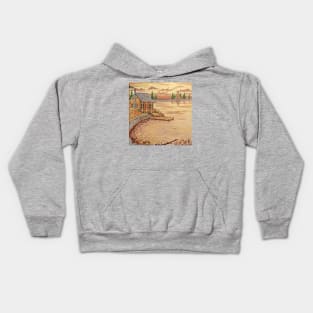 Cabin at the Lake in the Fall Season Kids Hoodie